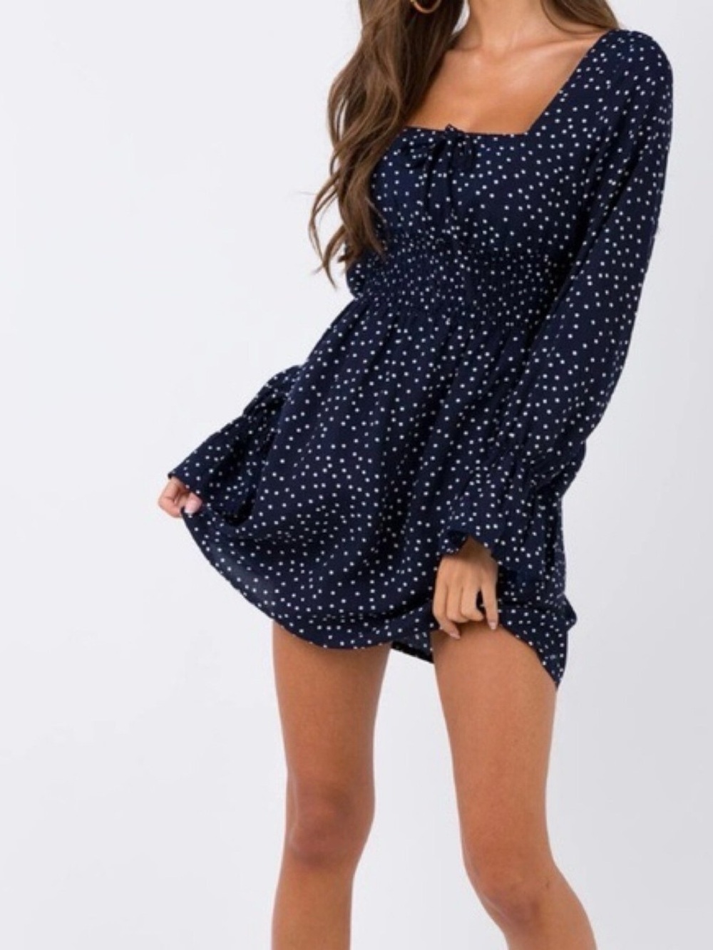 Princess Polly Navy and White Polka Dot Dress